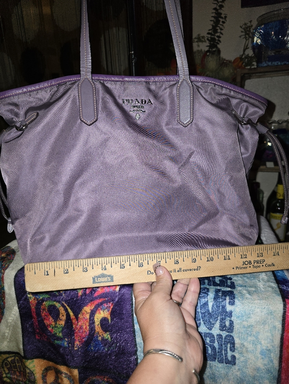 Prada Tessuto Purple Nylon Tote Bag with Logo - Picture 11 of 12